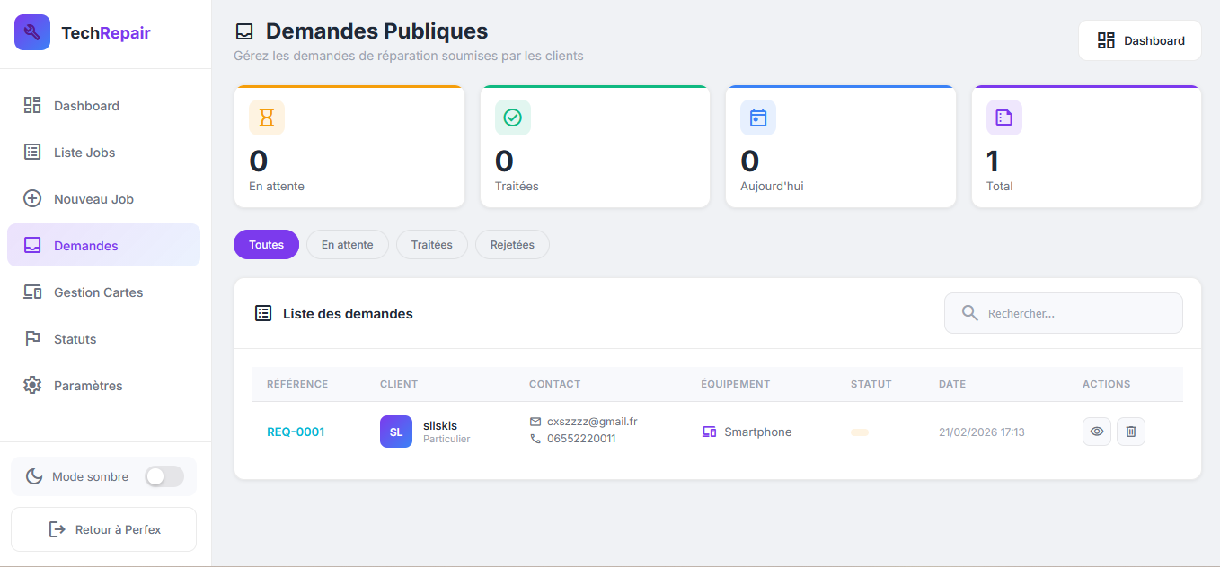 Demande self-service